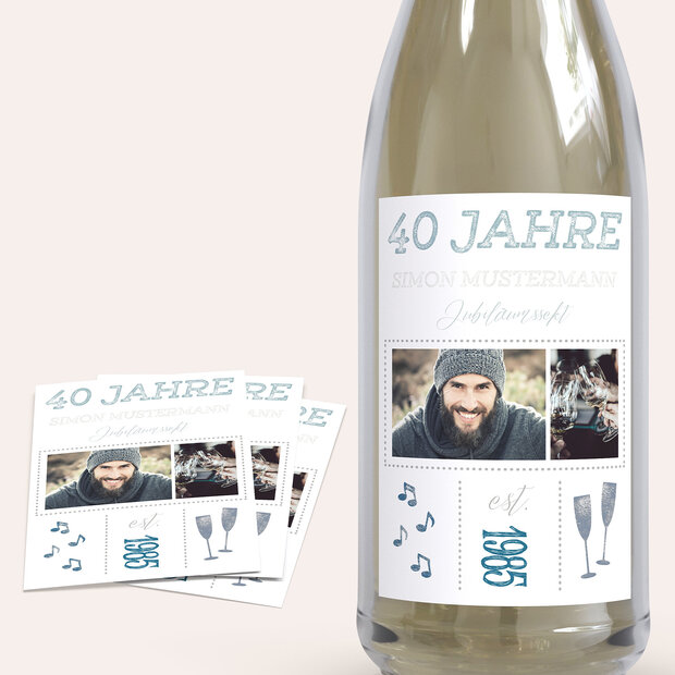 Sektetiketten Geburtstag - Terminsache 40