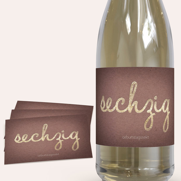 Sektetiketten Geburtstag - Goldener Tag 60