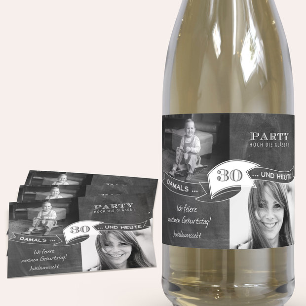 Sektetiketten Geburtstag - Jahrestafel  30