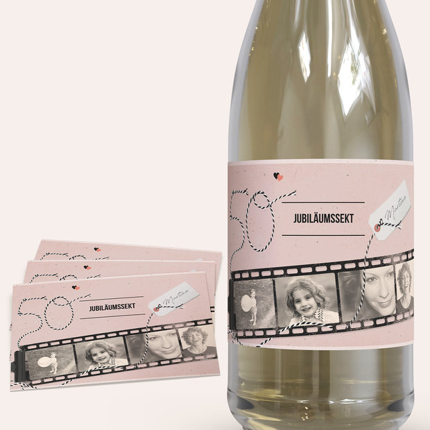 Sektetiketten Geburtstag - Filmstreifen 50