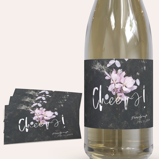 Sektetiketten Geburtstag - Grunge blossom
