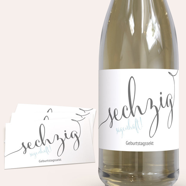 Sektetiketten Geburtstag - Sagenhafte Sechzig