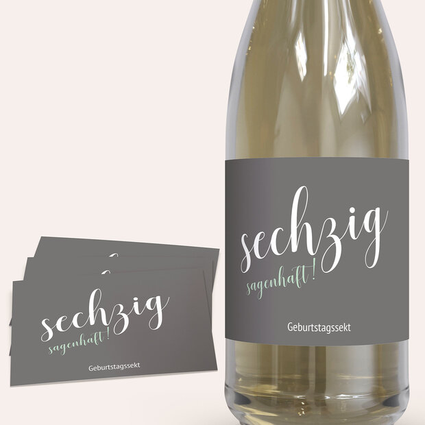Sektetiketten Geburtstag - Sagenhafte Sechzig