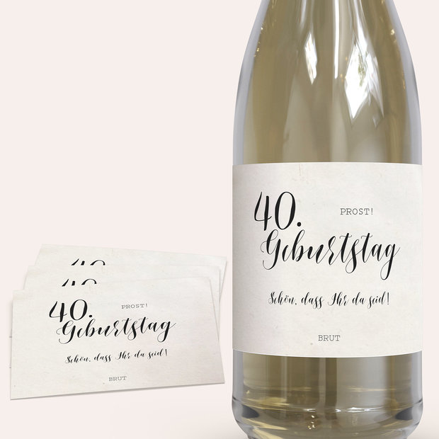 Sektetiketten Geburtstag - Luftsprung Geburtstag 40