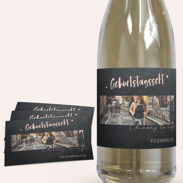 Sektetiketten Geburtstag - Globetrotter