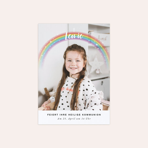 Kommunionskarten - Regenbogen-Sternchen