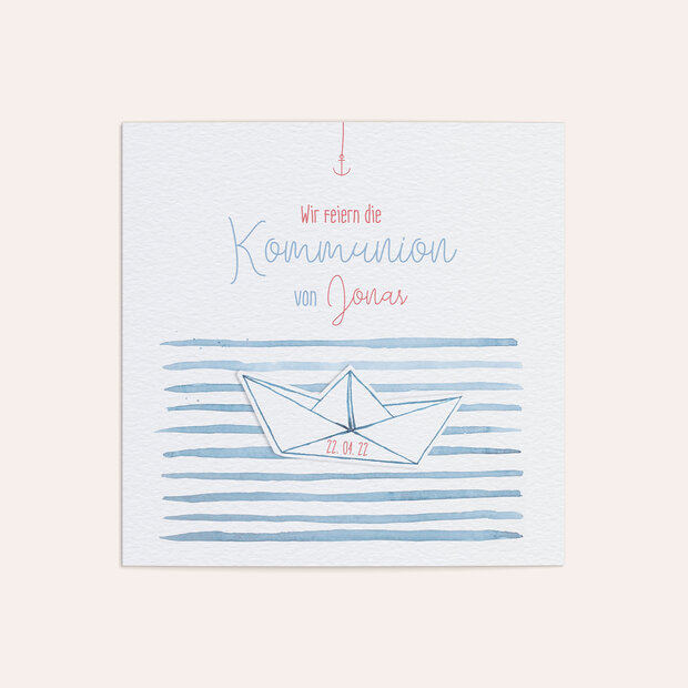 Kommunionskarten - Kleines Segelschiff
