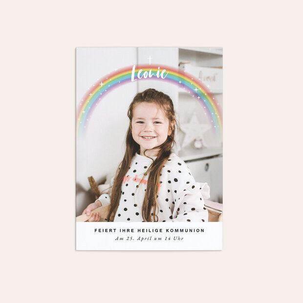Kommunionskarten - Regenbogen-Sternchen