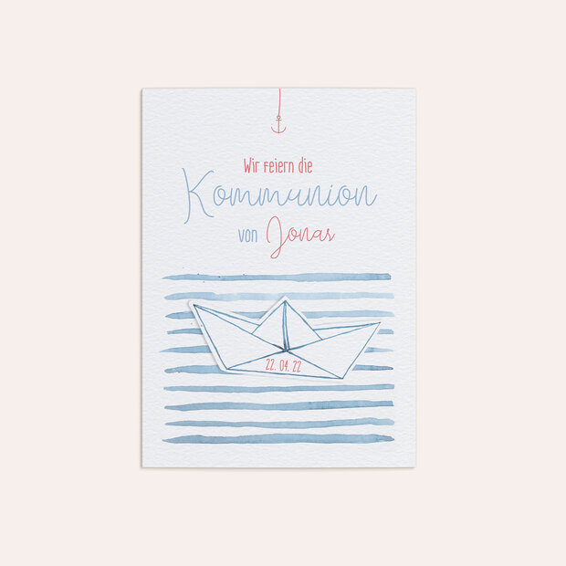 Kommunionskarten - Kleines Segelschiff