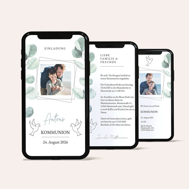 Kommunionskarten - Eukalyptus