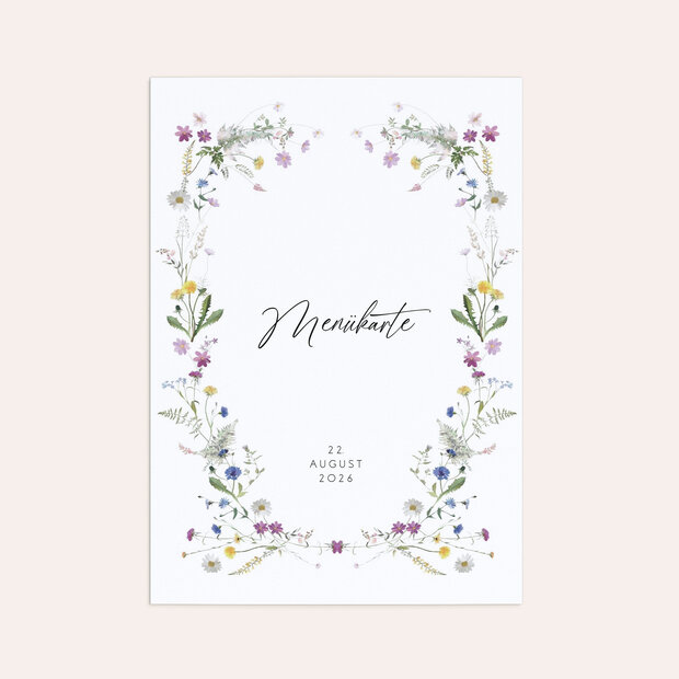 Menükarte Hochzeit - Blumige Vielfalt