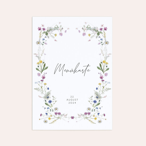 Menükarte Hochzeit - Blumige Vielfalt