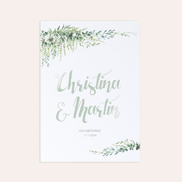 Menükarte Hochzeit - Grüne Pracht