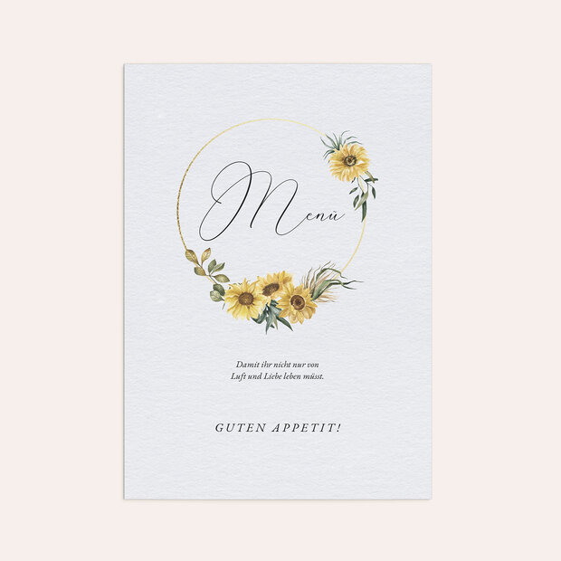 Menükarte Hochzeit - Strahlendes Gelb