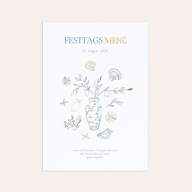 Menükarte Hochzeit - Mediterrane Sehnsucht