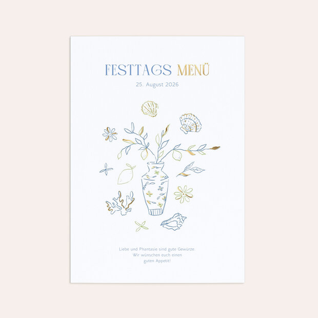 Menükarte Hochzeit - Mediterrane Sehnsucht