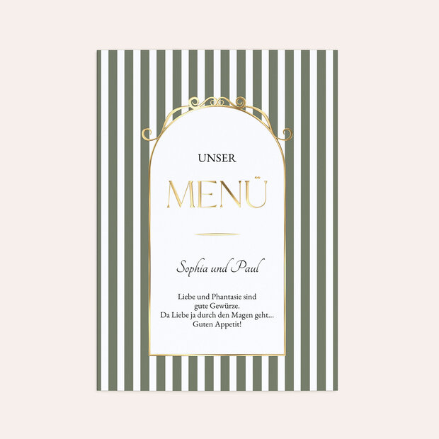 Menükarte Hochzeit - Streifeneleganz