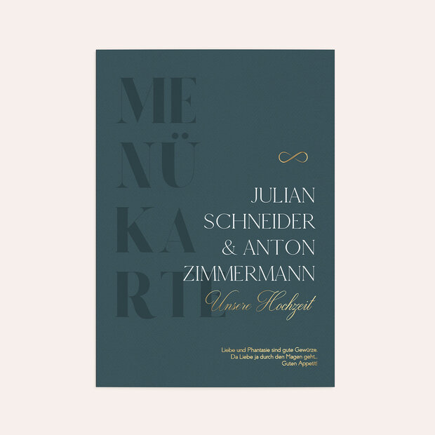 Menükarte Hochzeit - Jetzt und für immer