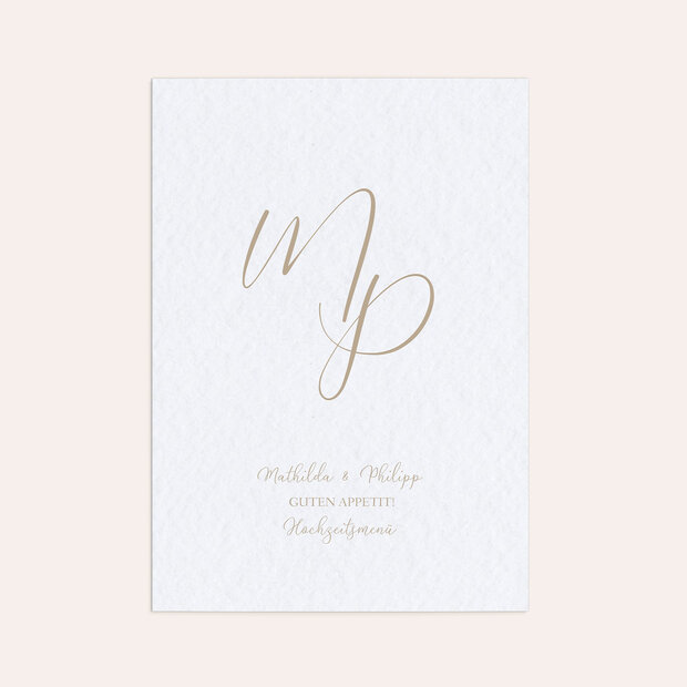 Menükarte Hochzeit - Initialen der Liebe