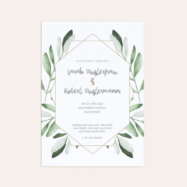 Menükarte Hochzeit - Edles Grün