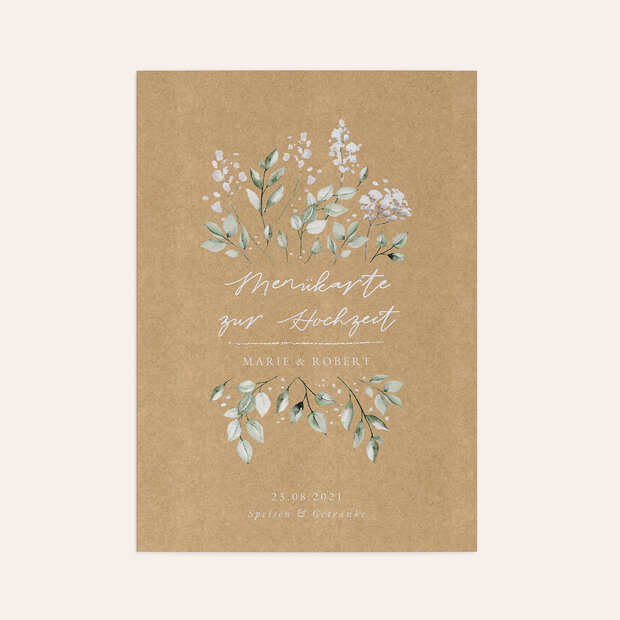 Menükarte Hochzeit - Blüten & Knospen