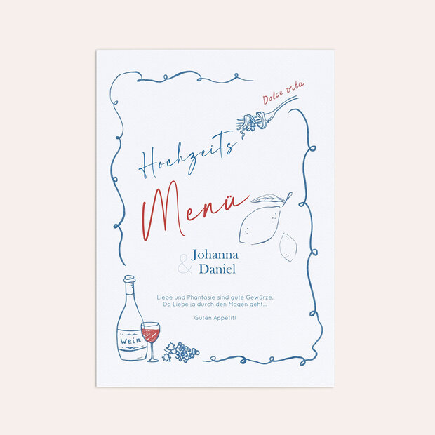 Menükarte Hochzeit - Dolce Vita Italiana
