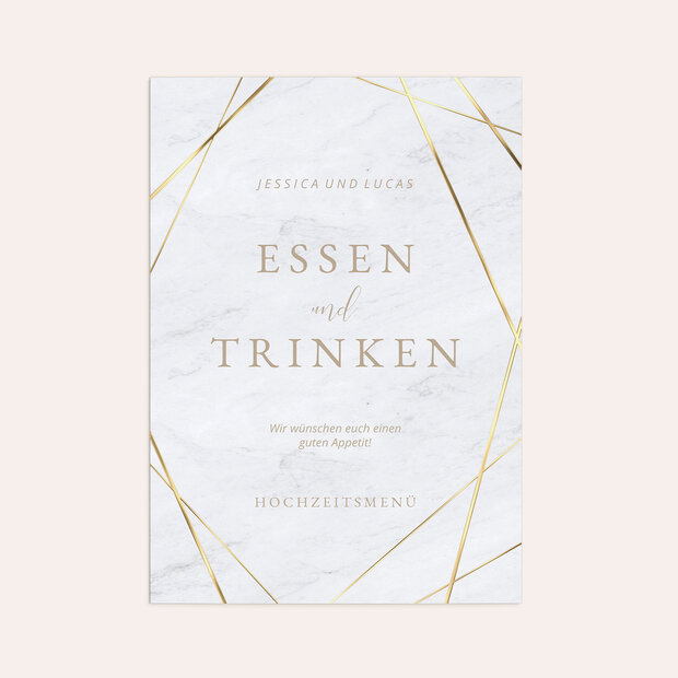 Menükarte Hochzeit - Gold & Marmor