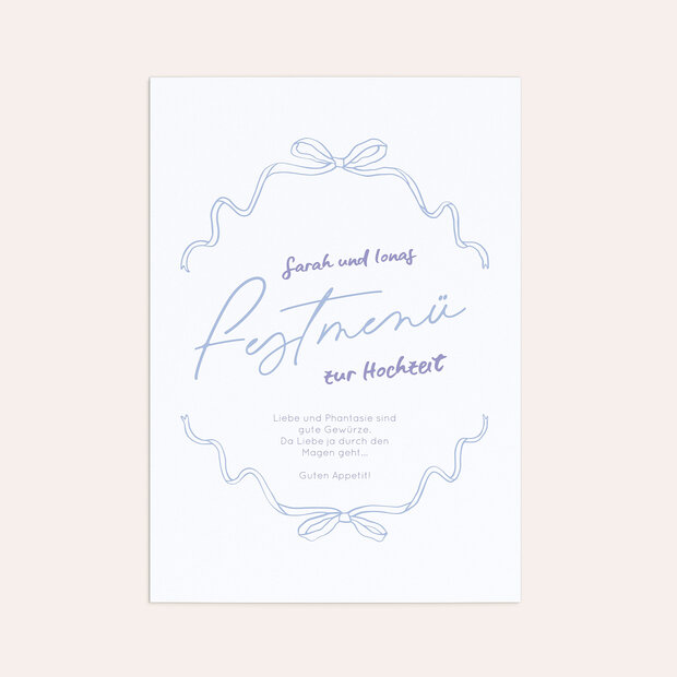 Menükarte Hochzeit - Elegante Schleifen