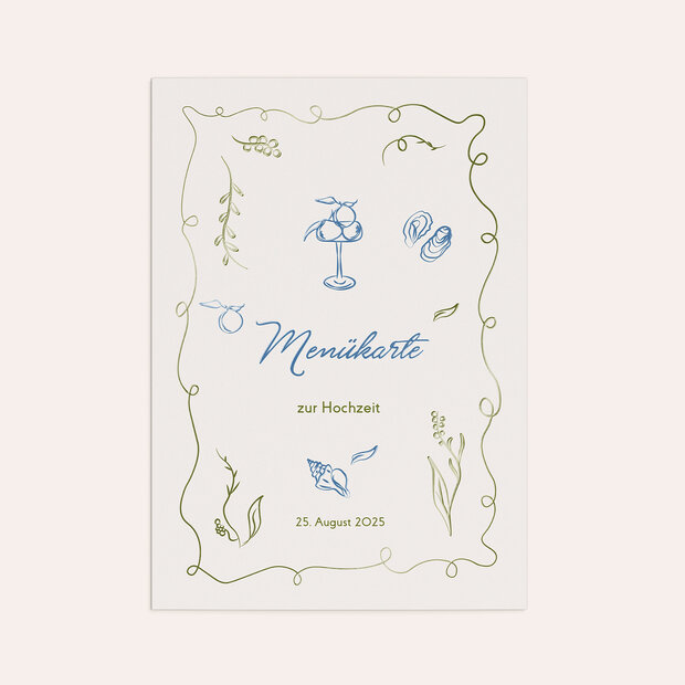 Menükarte Hochzeit - Mediterranes Ambiente
