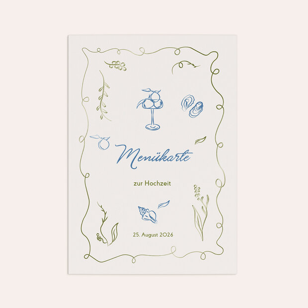 Menükarte Hochzeit - Mediterranes Ambiente