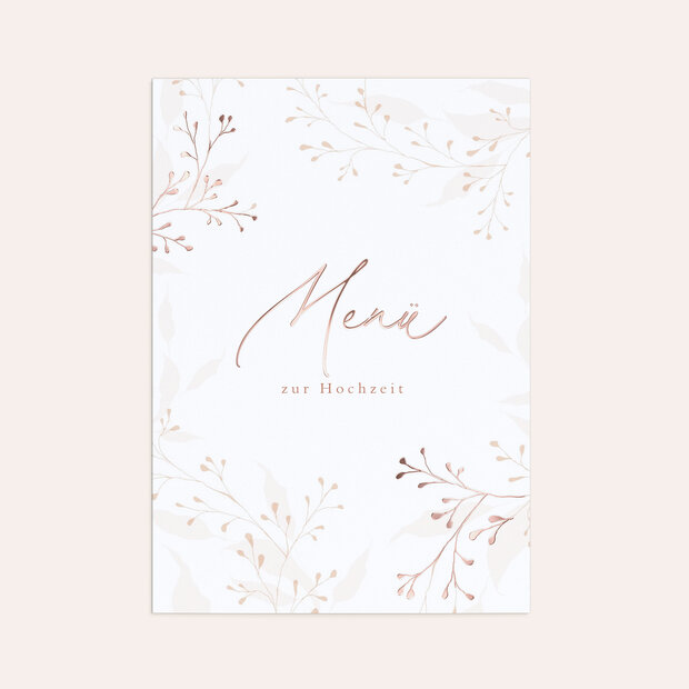 Menükarte Hochzeit - Filigrane Blätterkunst