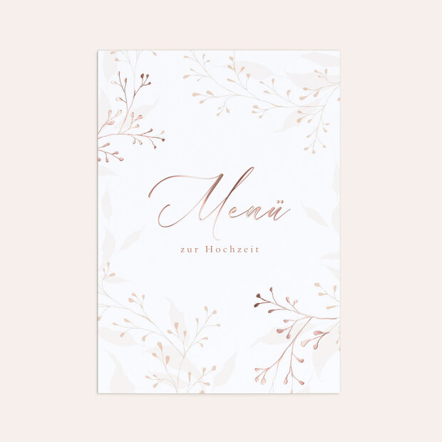 Menükarte Hochzeit - Filigrane Blätterkunst