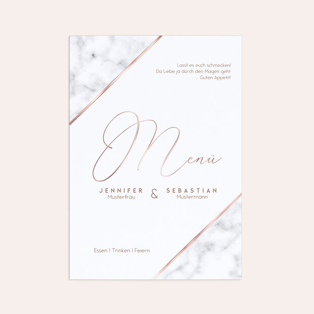 Menükarte Hochzeit - Marbled corners