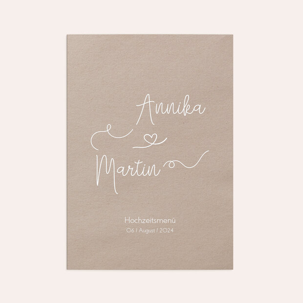 Menükarte Hochzeit - Herzflug