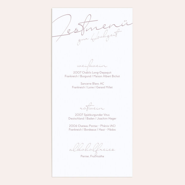 Menükarte Hochzeit - Wertvoll