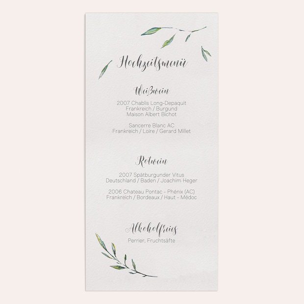 Menükarte Hochzeit - Feenwald