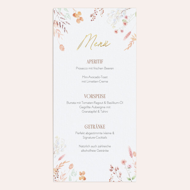 Menükarte Hochzeit - Florale Harmonie