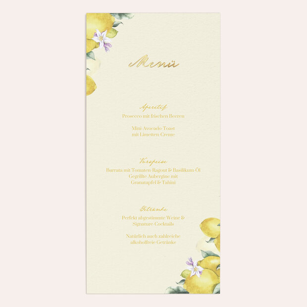 Menükarte Hochzeit - Amalfi Gold