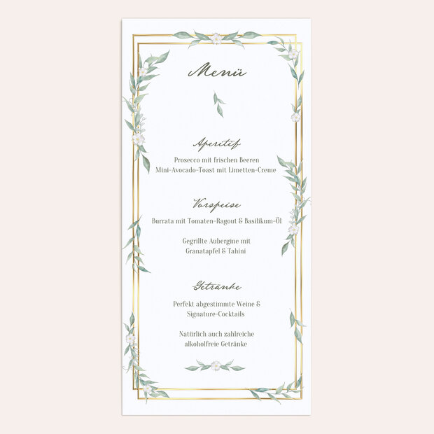 Menükarte Hochzeit - Rosenzweige