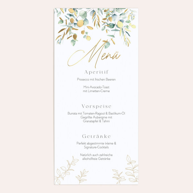 Menükarte Hochzeit - Eukalyptusliebe