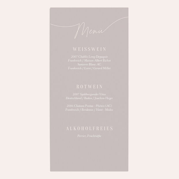 Menükarte Hochzeit - Mocha Harmonie