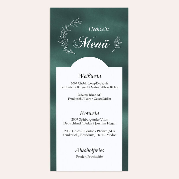 Menükarte Hochzeit - Emerald Night