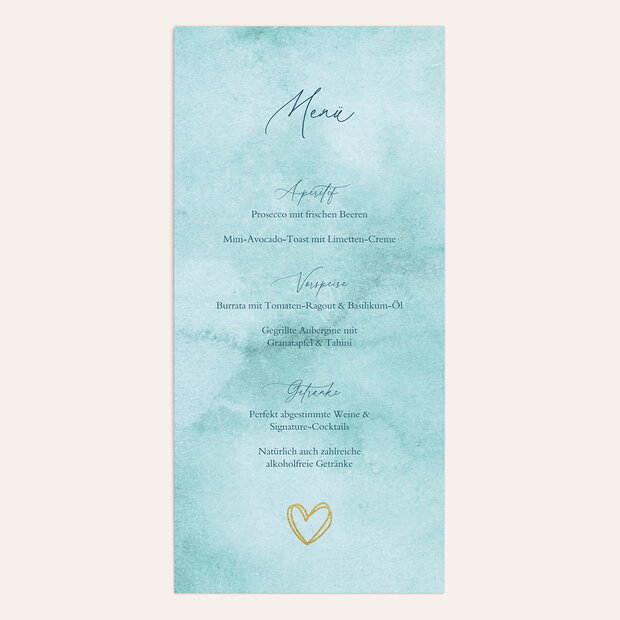 Menükarte Hochzeit - Teal Elegance