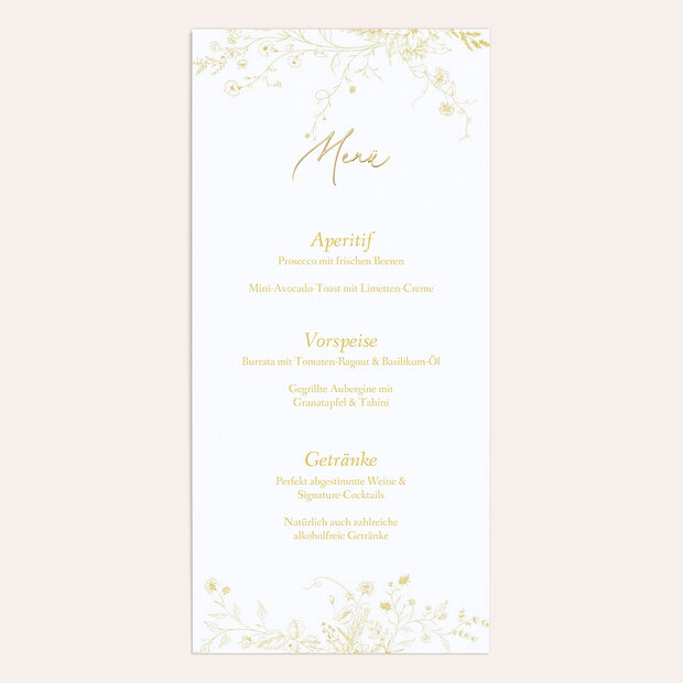 Menükarte Hochzeit - Zartgelbe Blüten