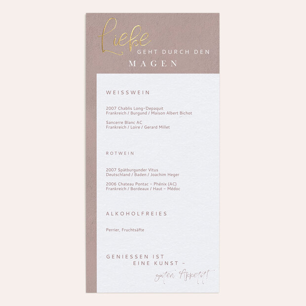 Menükarte Hochzeit - Marocco