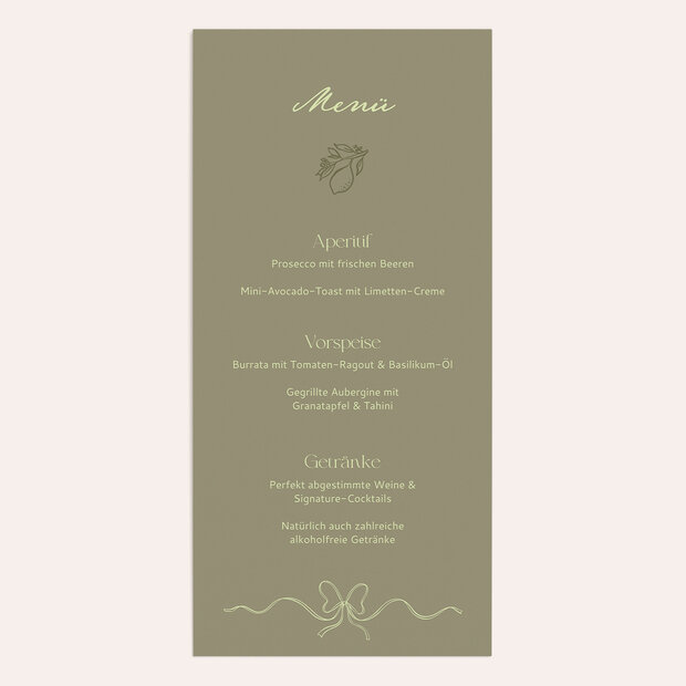 Menükarte Hochzeit - Toskana Vibes