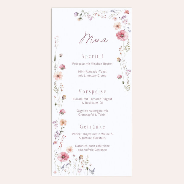 Menükarte Hochzeit - Boho Bloom