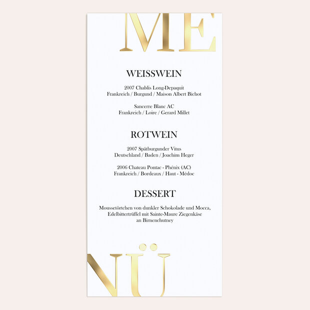 Menükarte Hochzeit - Love Statement