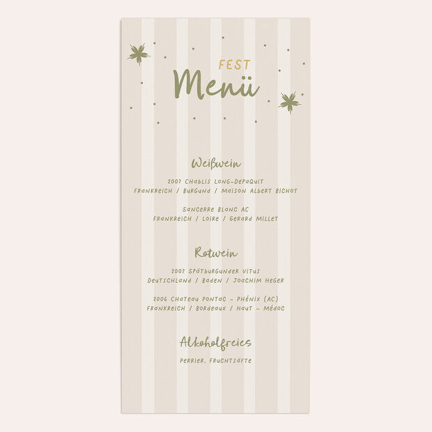 Menükarte Hochzeit - Herzensgrün