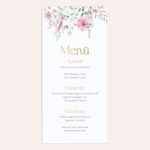 Menükarte Hochzeit - Blütenversprechen